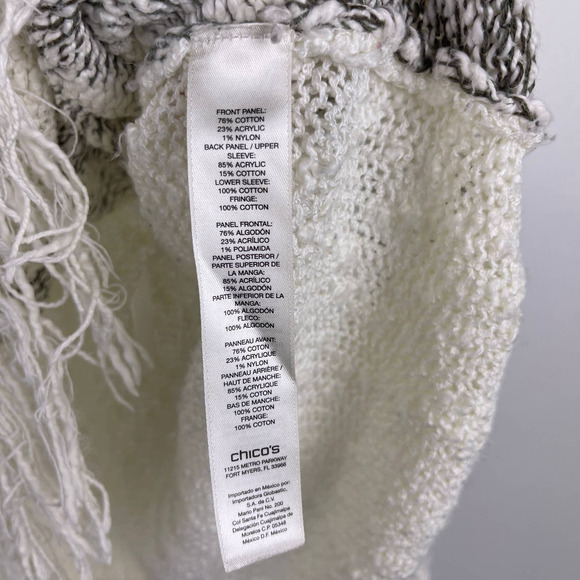 Chico's Asymmetrical Fringe Cream Grey Sweater Beachy Lightweight Women's 0 US S - Picture 4 of 8